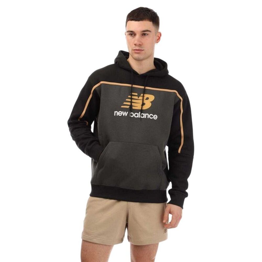 New Balance Mens Contrast Detail Cotton Blend Hoodie / Black